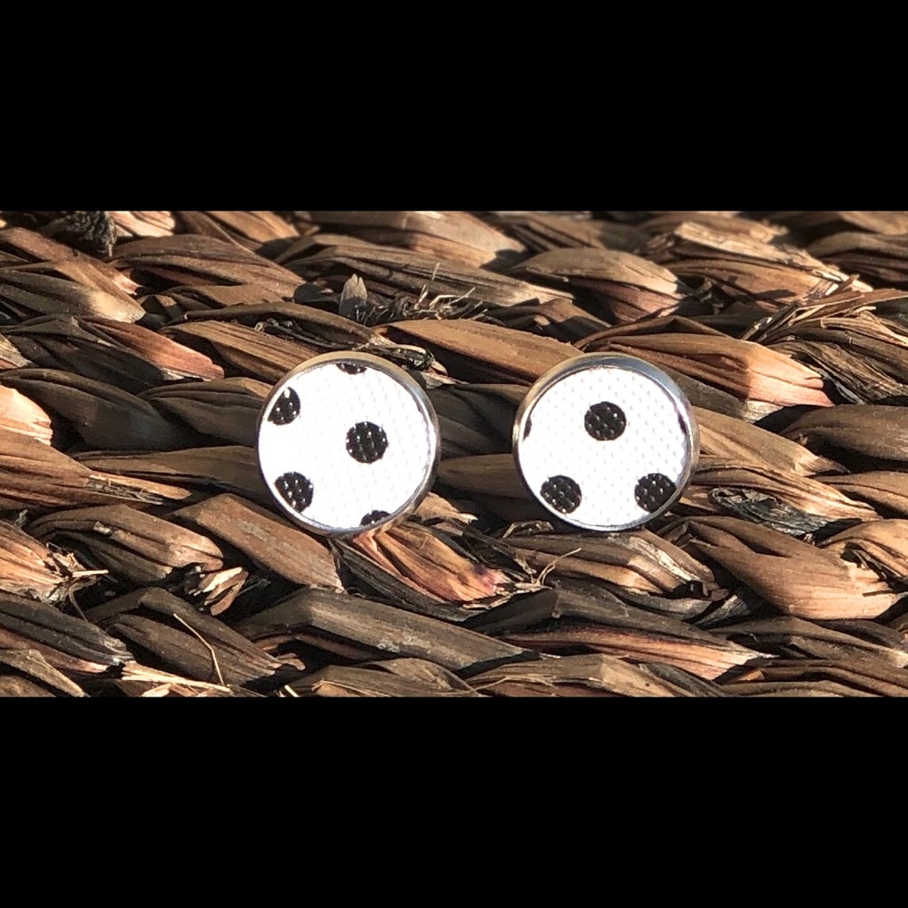 Custom Faux Leather Polka Dot Stud Earrings
